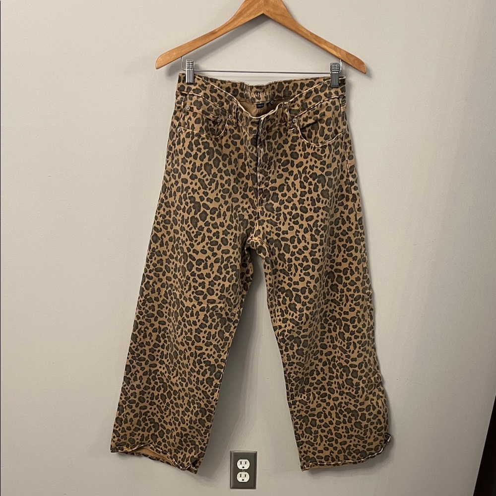 American Eagle Outfitters Animal Print Wide Leg Jeans
